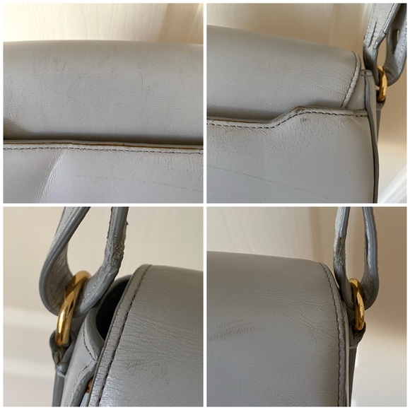 Alexander Wang Grey Calfskin Leather Lia Sling Gold Stud Messenger Crossbody Bag - Picture 14 of 15